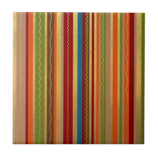 Earthy Tones Stripes Tile