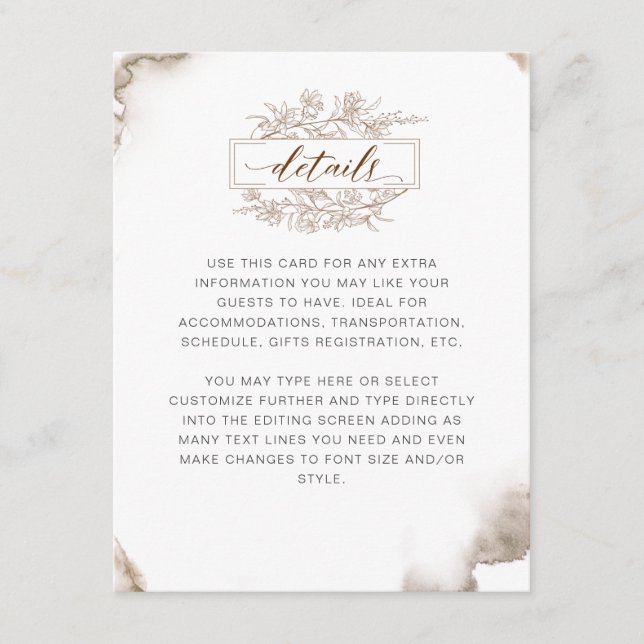 Earthy Tones Watercolor Details Enclosure Card (Front)