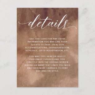 Earthy Tones Watercolor Elegant Wedding Details Enclosure Card