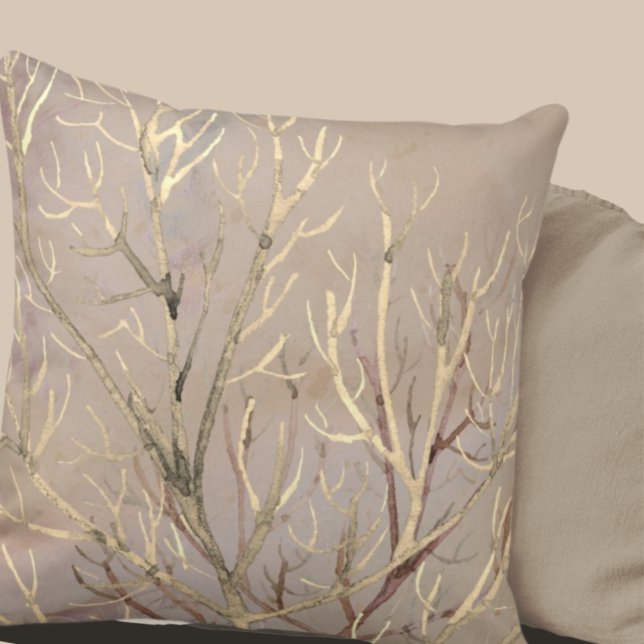 Earthy Tree Branches Cream & Tan Cushion (Creator Uploaded)