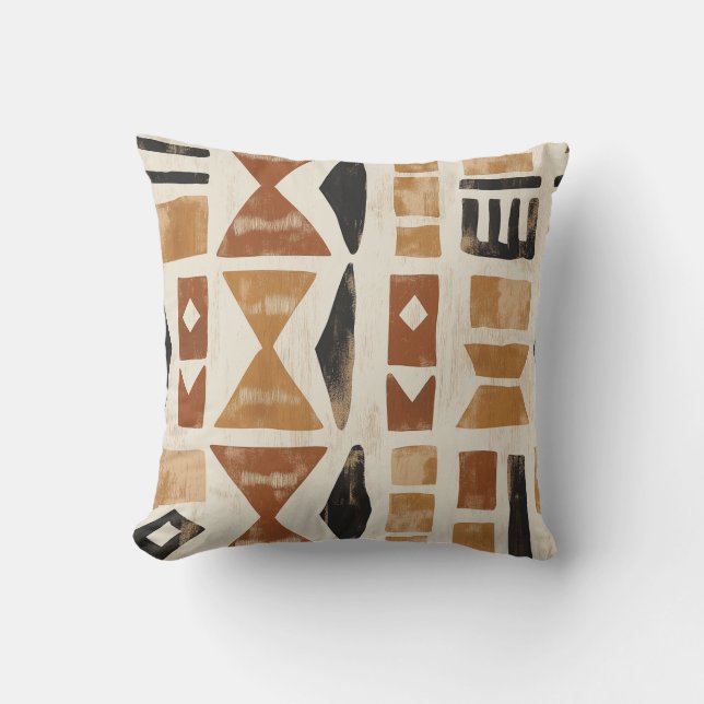 Earthy Tribal Pattern Pillow (Front)