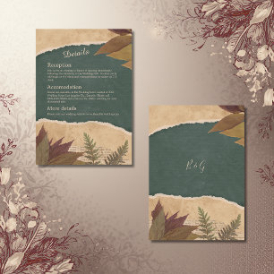 earthy vintage boho chic greenery wedding enclosure card