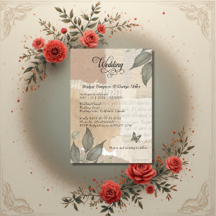 earthy Vintage Boho Greenery eucalyptus Wedding Invitation