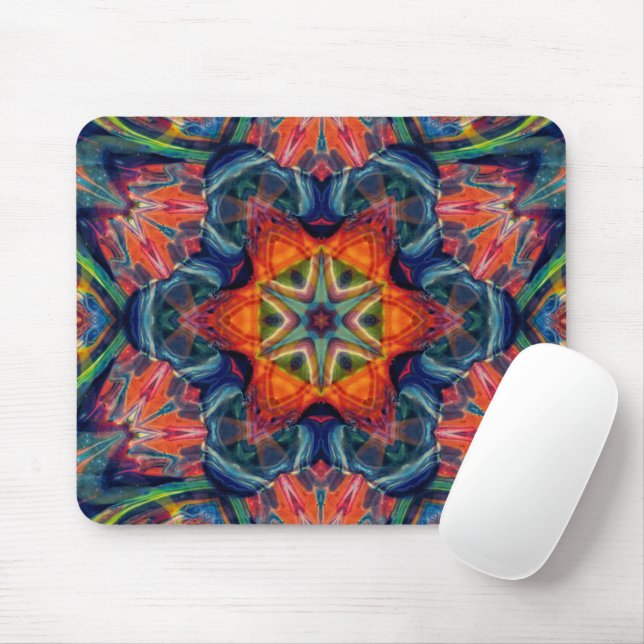 Earthy Warm Energy Kaleidoscope Gradient Mouse Mat (With Mouse)