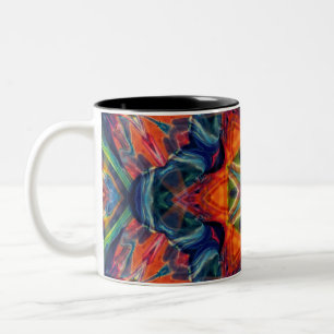 Earthy Warm Energy Kaleidoscope Gradient Two-Tone Coffee Mug