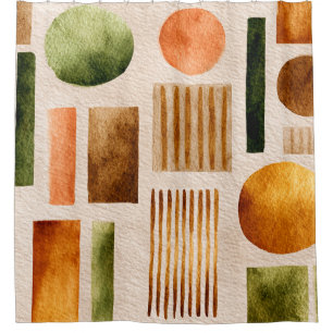 Earthy Watercolor Abstract Pattern - Boho Organic Shower Curtain
