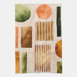 Earthy Watercolor Abstract Pattern - Boho Organic Tea Towel
