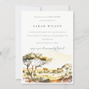 Earthy Watercolor African Landscape Bridal Shower Invitation