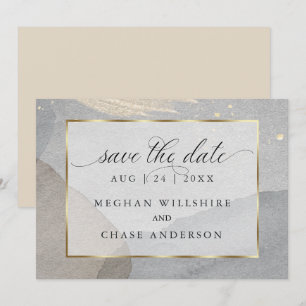 Earthy Watercolor Splash on Granite Stone Invitation
