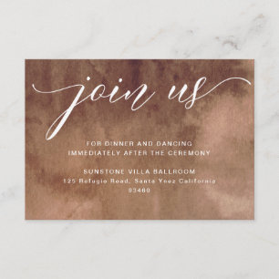 Earthy Watercolor Wedding Reception Enclosure Card