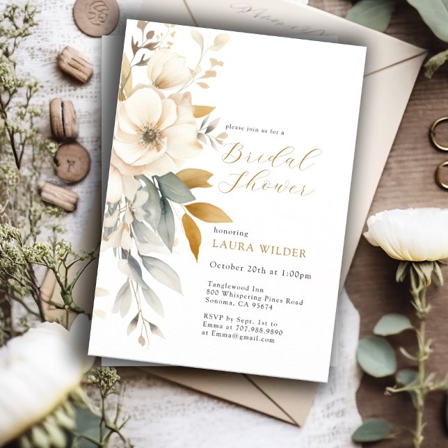 Earthy Watercolor Wildflowers Bridal Shower Invitation (Creator Uploaded)