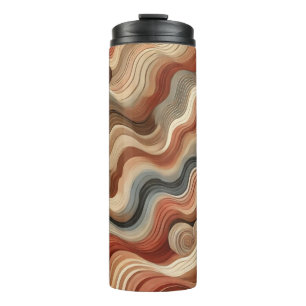 Earthy Waves Thermal Tumbler – Boho Abstract Fluid