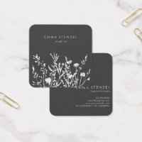 Earthy Wild Flowers Floral Square Business Card