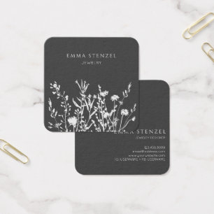 Earthy Wild Flowers Floral Square Business Card