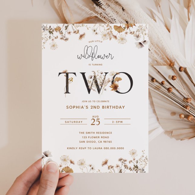Earthy Wildflower 2nd Birthday  Invitation (Creator Uploaded)