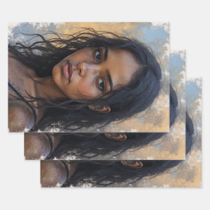 Earthy Woman Portrait Wrapping Paper Sheets