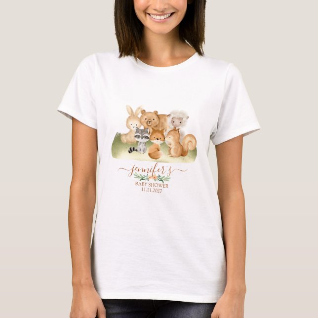 Earthy Woodland Animals Baby mommy to be T-Shirt (Front)