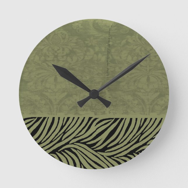 Earthy Zebra Print Round Clock (Front)