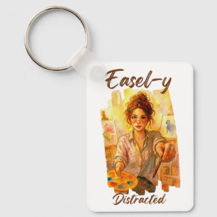 Easel-y Distracted, artist Key Ring