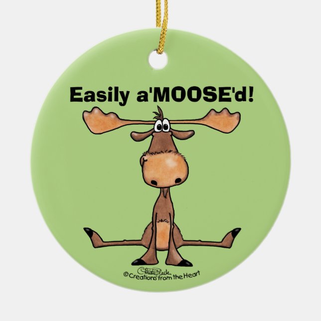 Easily A'Moose"d Ceramic Tree Decoration (Front)