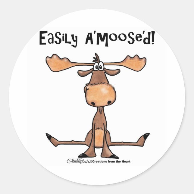 Easily A'moose'd Classic Round Sticker (Front)