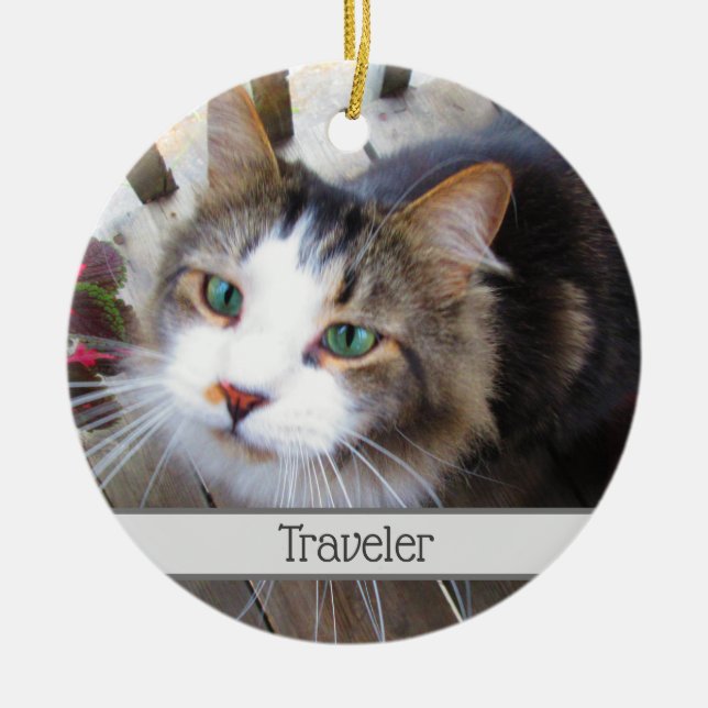 Easily Create Your Own Add 2 Photos Custom Ceramic Tree Decoration (Front)