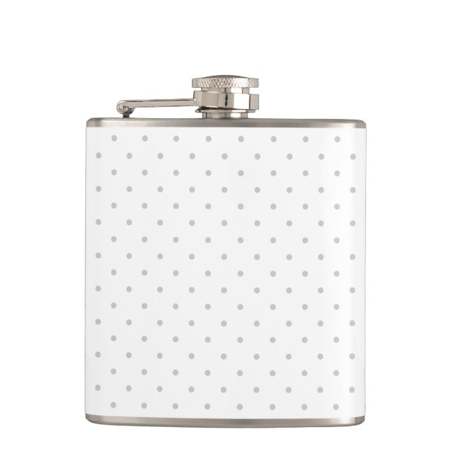 Easily Customise Colour from Grey Mini Polka Dots Hip Flask (Front)