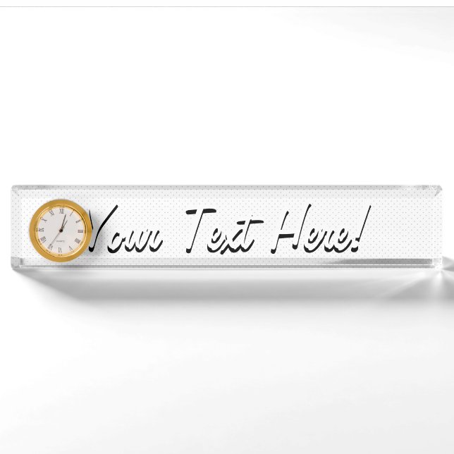 Easily Customise Colour from Grey Mini Polka Dots Nameplate (Front)