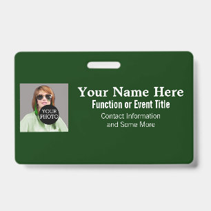 Easily Design Your Own Green Photo Logo name tag ID Badge