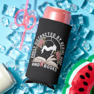 Easily Distracted Aerial Hoop And Book Seltzer Can Cooler