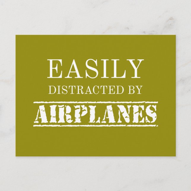 Easily Distracted By Aeroplanes Aviator Pilot Postcard (Front)