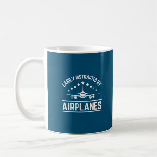 easily distracted by aeroplanes coffee mug