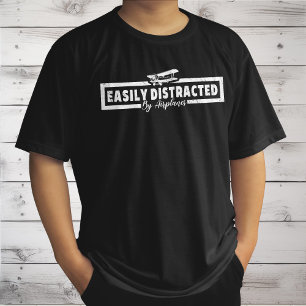 Easily Distracted By Aeroplanes, Funny Pilot Sayin T-Shirt