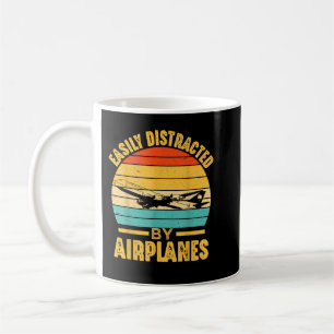 Easily Distracted By Aeroplanes Pilot Gifts Funny Coffee Mug