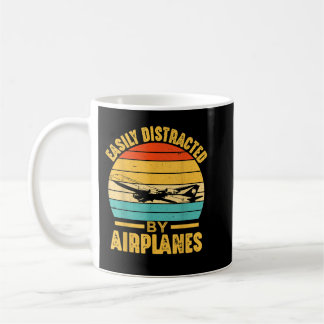 Easily Distracted By Aeroplanes Pilot Gifts Funny  Coffee Mug