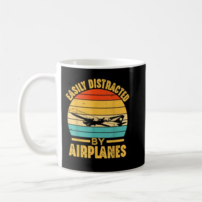 Easily Distracted By Aeroplanes Pilot Gifts Funny  Coffee Mug (Left)