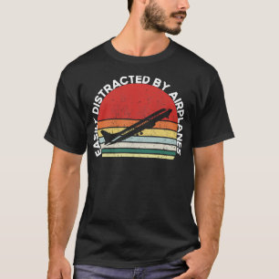 Easily Distracted By Aeroplanes Vintage Retro  T-Shirt