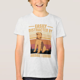 Easily Distracted By airedale terrier Dog Lover Tri-Blend Shirt