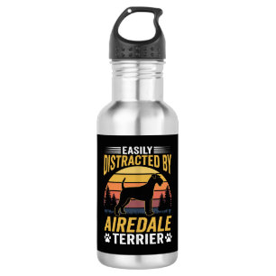 Easily Distracted by Airedale Terrier Retro Dog 532 Ml Water Bottle