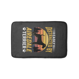 Easily Distracted by Airedale Terrier Retro Dog Bath Mat