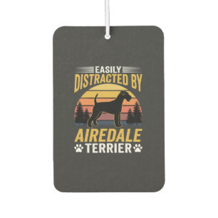 Easily Distracted by Airedale Terrier Retro Dog Car Air Freshener