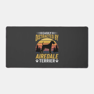 Easily Distracted by Airedale Terrier Retro Dog Desk Mat
