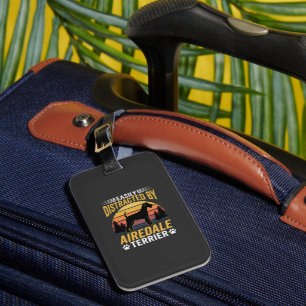 Easily Distracted by Airedale Terrier Retro Dog Luggage Tag