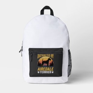 Easily Distracted by Airedale Terrier Retro Dog Printed Backpack