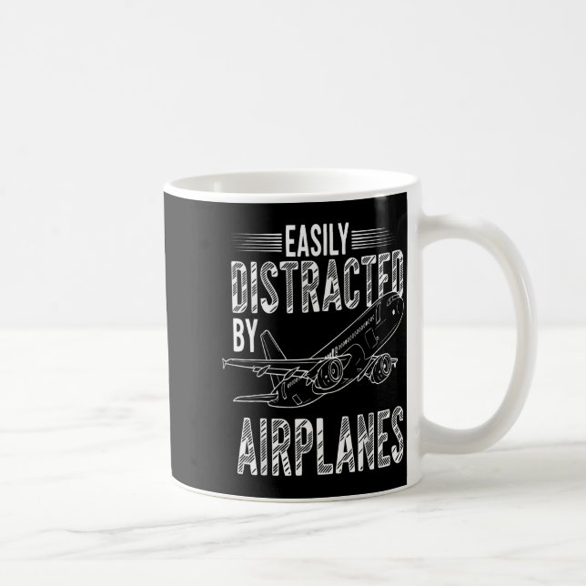Easily Distracted By Airplanes Funny Plane Lovers  Coffee Mug (Right)