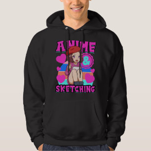 Easily distracted by anime and sketching kawaii an hoodie