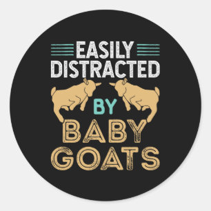 Easily Distracted by Baby Goats Classic Round Sticker