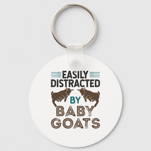 Easily Distracted by Baby Goats Key Ring (Front)