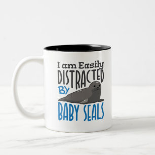 Easily Distracted by Baby Seals Seal Lover Two-Tone Coffee Mug