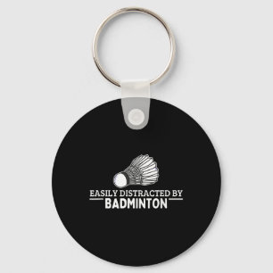 Easily Distracted By Badminton Shuttle Funny Badmi Key Ring